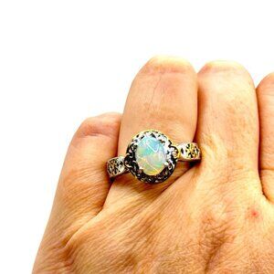 NWT Chuck Clemency Sterling Silver Ethiopian Opal Ring Size 10 Designer Detailed